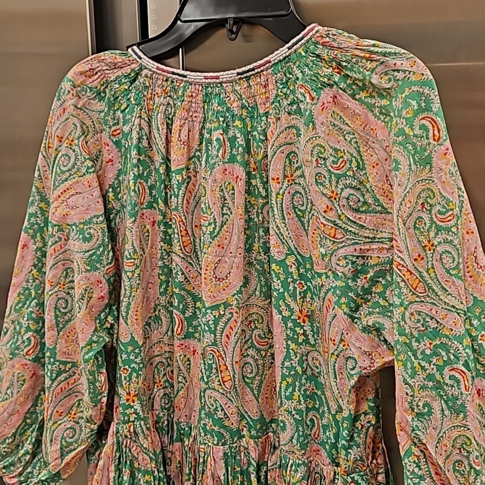 πBA&SHπ Odeon Robe Dress ~ Vert Green Paisley Print Large - Picture 15 of 16
